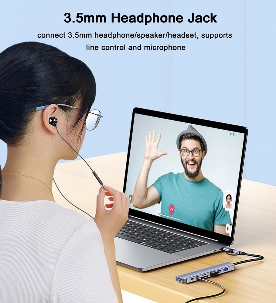 Multi Memory Card Reader 8 in 1 USB Splitter TF/SD Adapter USB C USB Hub 3.0