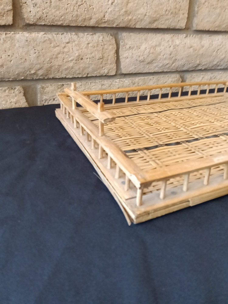 Bamboo Serving Tray Rectangular Sturdy Retro Tiki Barware MCM Boho