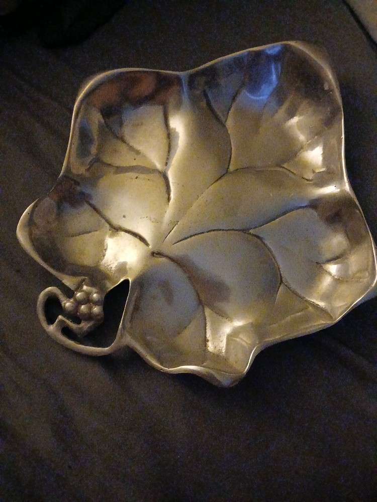Vintage  Grape Leaf Shape Bon Bon Bowl Candy Dish
