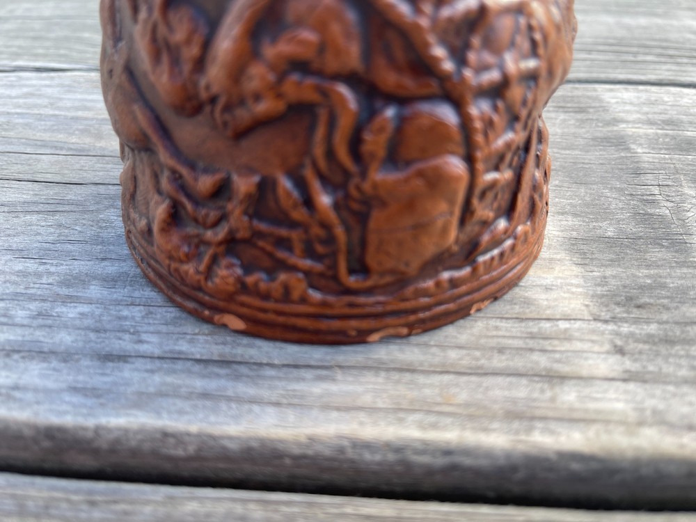 Vintage Ceramic Vaphio Cup Replica Greece Repousse Ritual Bull
