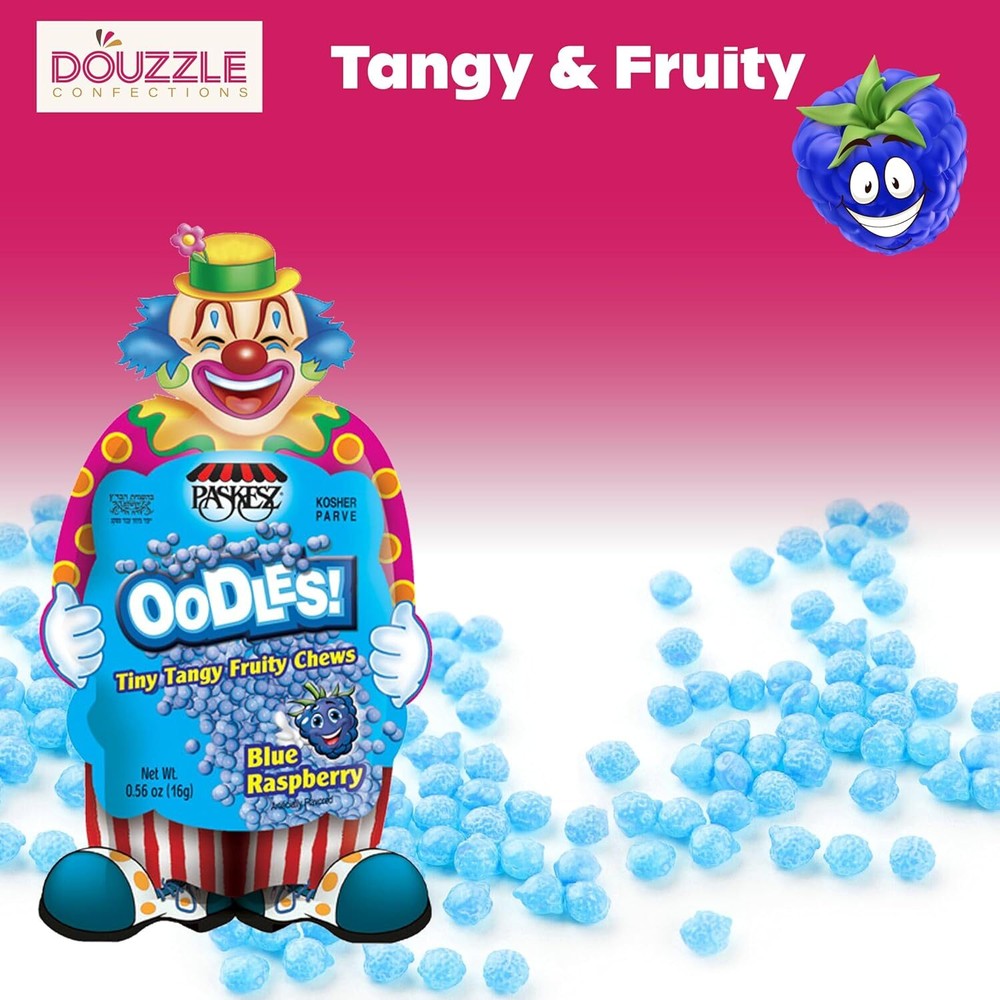 Blue Raspberry Tiny Tangy Chews individually wrapped candies.