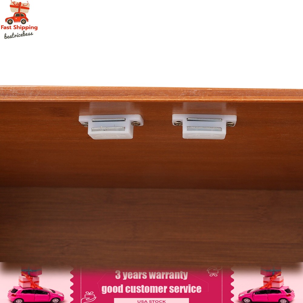 2-Compartments Bamboo Kitchen Sideboard Storage Organizer Cupboard Freestanding