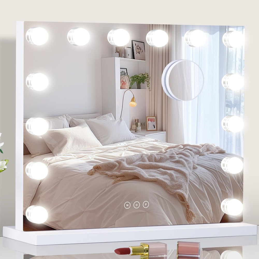 Vanity Mirror with Lights Lighted Makeup Mirror with Dimmable LED Bulbs,3 Col...