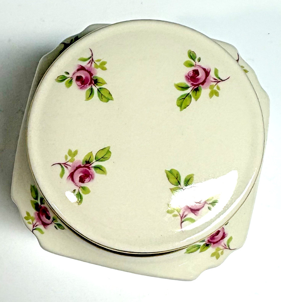 Royal Windsor Bone China Pink Rose Pattern Lidded Tea or Biscuit Jar England