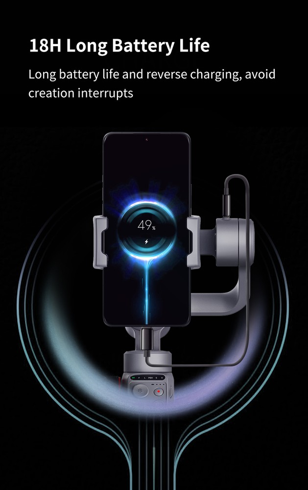 TOALLIN 3-Axis Gimbal Stabilizer for iPhone Android |AI Tracking|Gesture Control