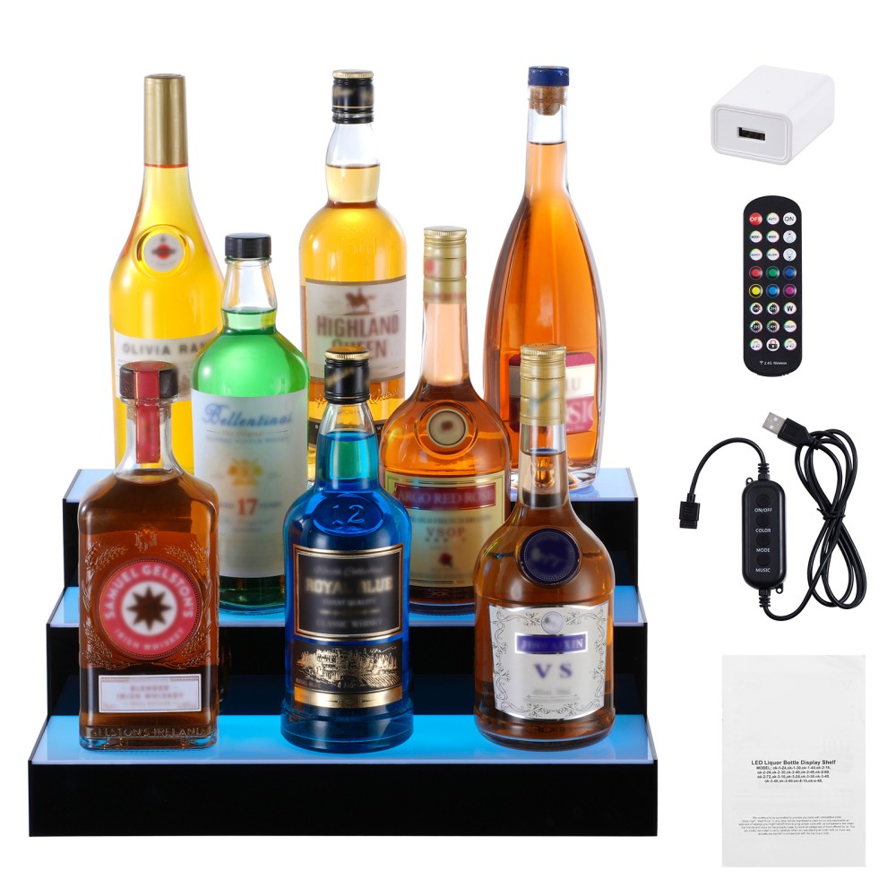 LED Lighted Bar Shelf Display, App & RF Remote Control, 16 inches
