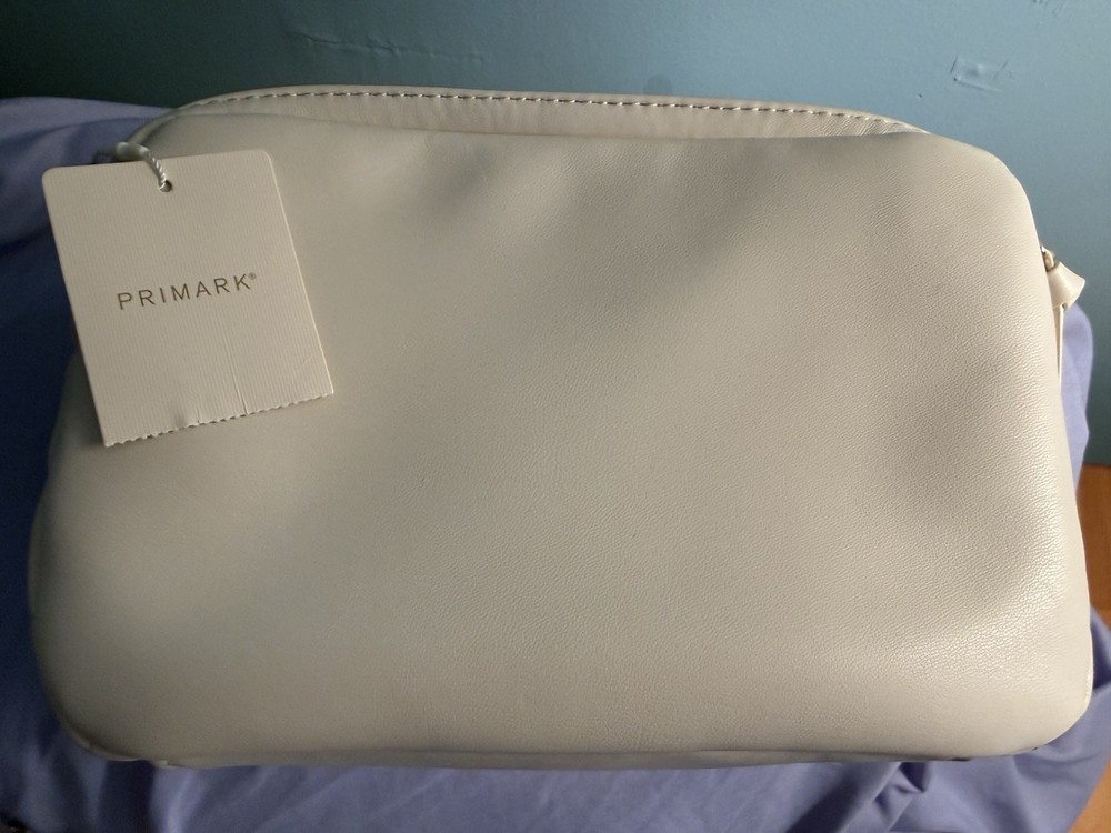 Primark Quilted Double Zip Camera Bag Ivory Gold Hardware NWT