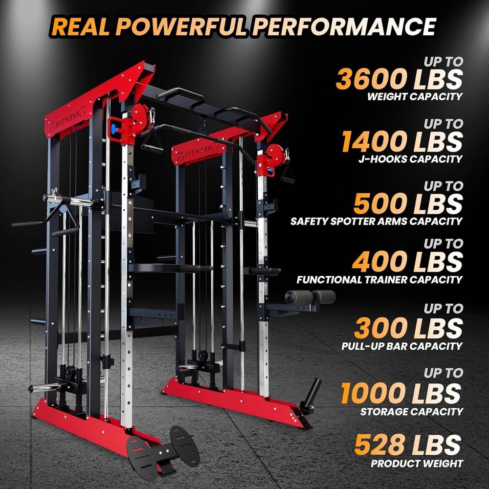 3600LBS Power Cage Exercise Machine Versatile Power Rack With Cable Crossover
