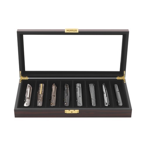 Elegant Knife Storage Box with 8 Compartments - Secure & Stylish Display Case