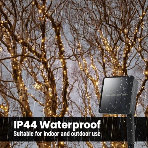 Solar String Lights for Outside, 2 Pack 200 Led Solar 145ft Warm White