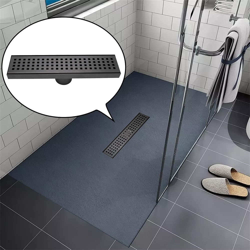 Drenaje Piso Ducha Lineal Rejilla Rectangular Acero Inoxidable Para Bano De 12"