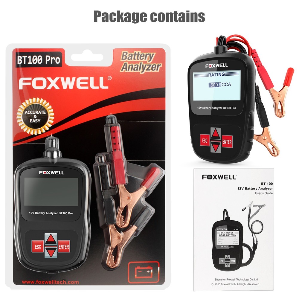 FOXWELL BT100 Pro Automotive Scanner Diagnostic Tool Code Reader Voltage Tester