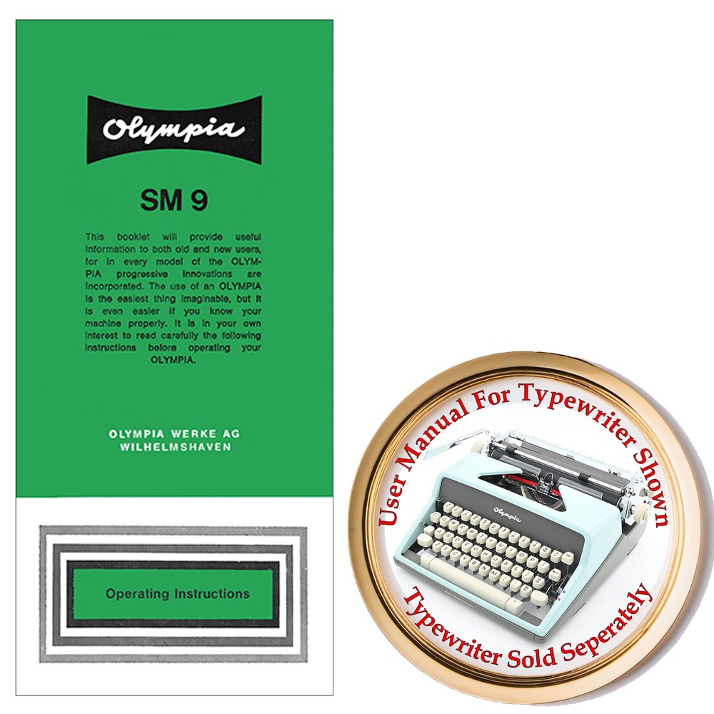 Olympia SM9 Typewriter User Instruction Owner's Manual Guide Directions Sixties