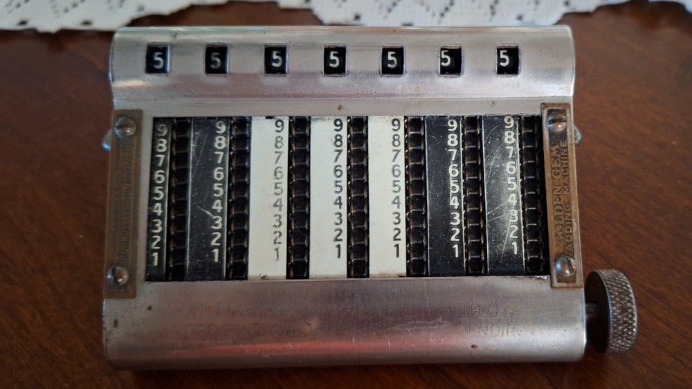 Vintage Golden Gem 7 Digit Chain Adding Machine