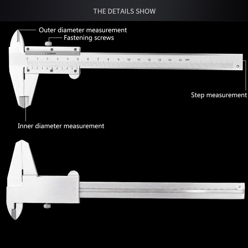 Vernier Caliper Gauge Measuring Tool Inside Outside Depth Step for Teaching DIY