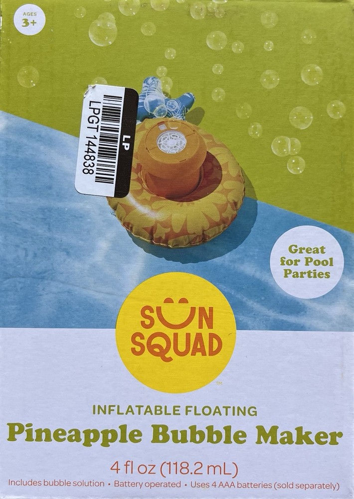 NEW SUN SQUAD INFLATABLE FLOATING PINEAPPLE BUBBLE MAKER  POOL PARTIES SWIM