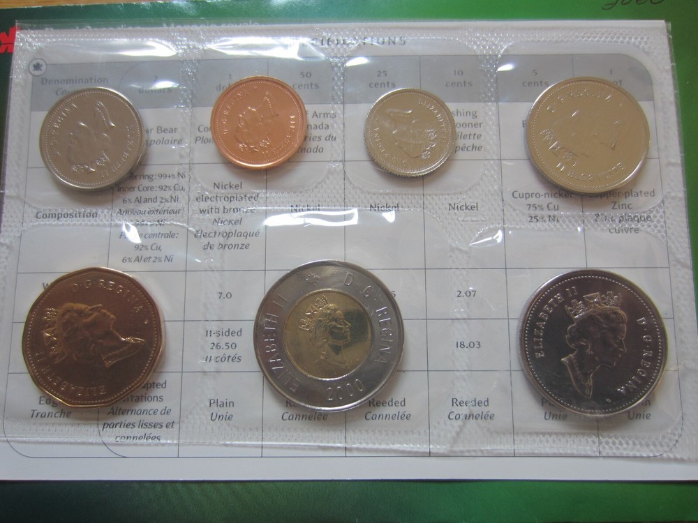 2000 Canada PL Set. 7 PROOF-LIKE Coins Cent to $2. MINT UNC.