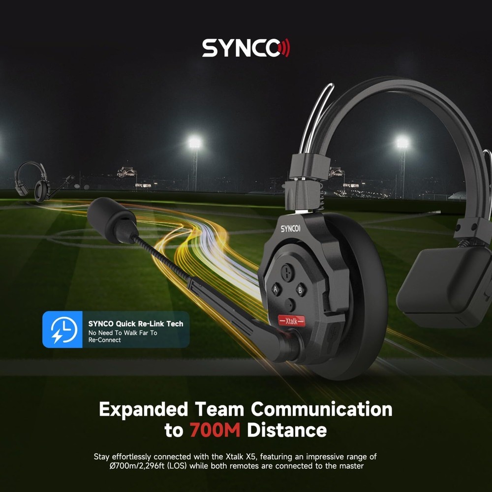 SYNCO Xtalk X2 Wireless Intercom System 2.4G Communication Headset With Battery