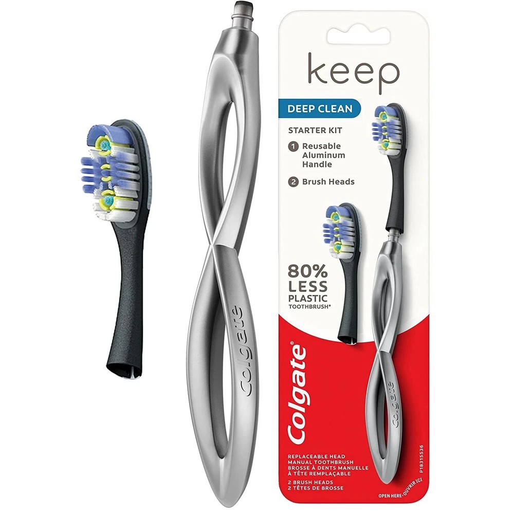 Colgate Keep Manual Toothbrush Whitening Starter Kit 2 Pack Replaceable