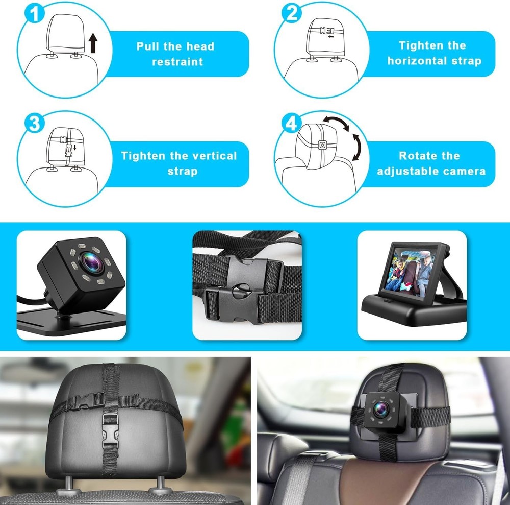Easy Installation Baby Car Mirror with 4.3'' Display