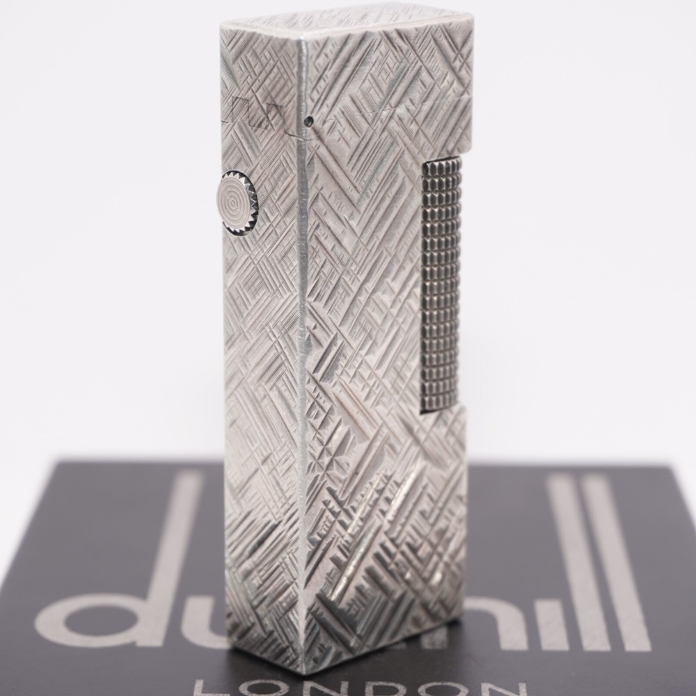 Rare Dunhill Lighter Silver Florentine Pattern-Ultrasonically cleaned_Working