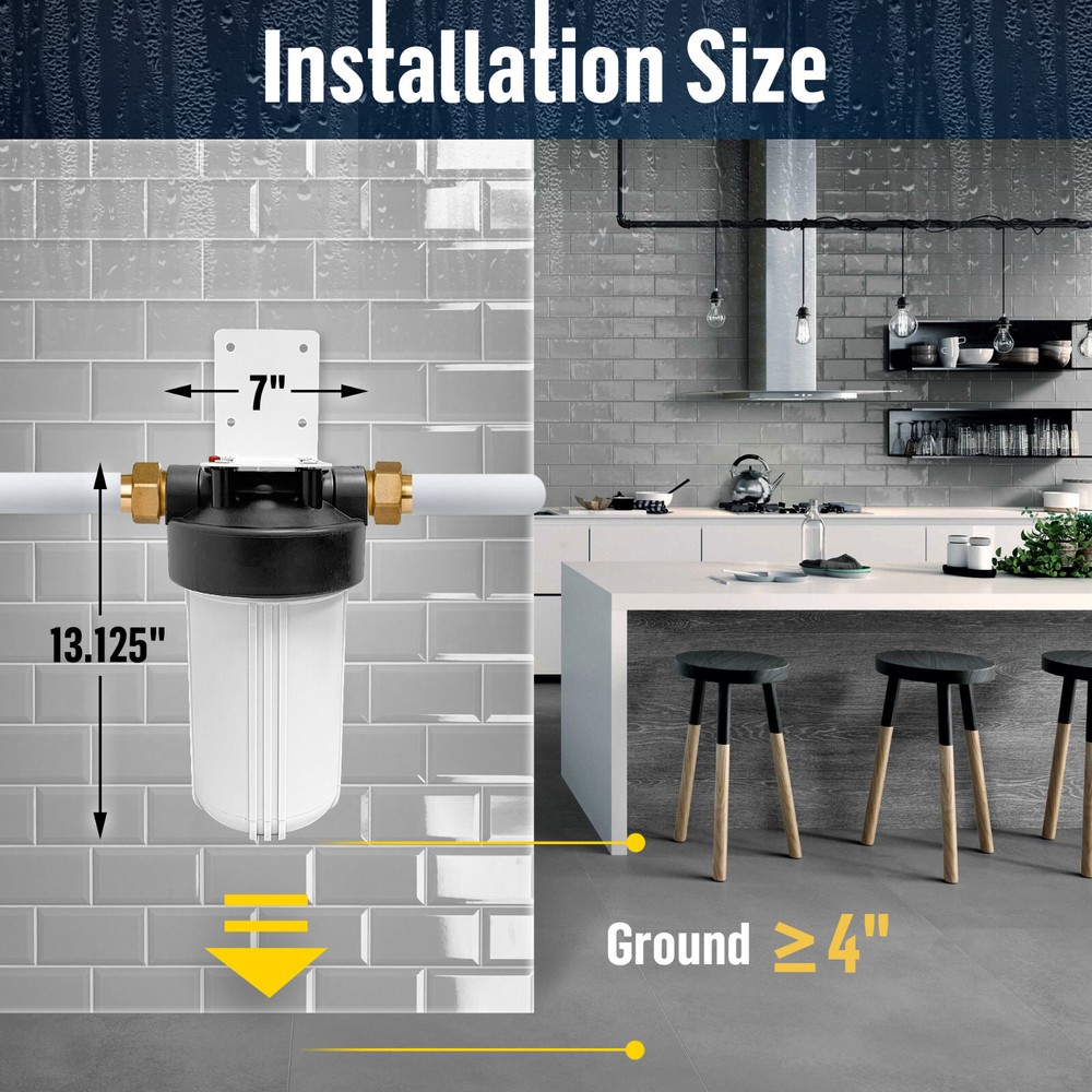 1 White High Capacity 10 x 4.5” Whole House Filter Purifier System 1” Brass Port