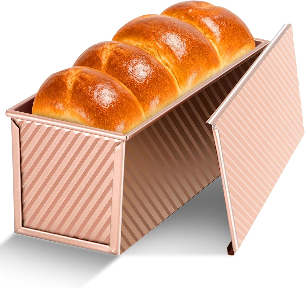 2.2LB Pullman Loaf Pan with Lid, Toast Mold Nonstick Bread Pan Bakeware, Commerc