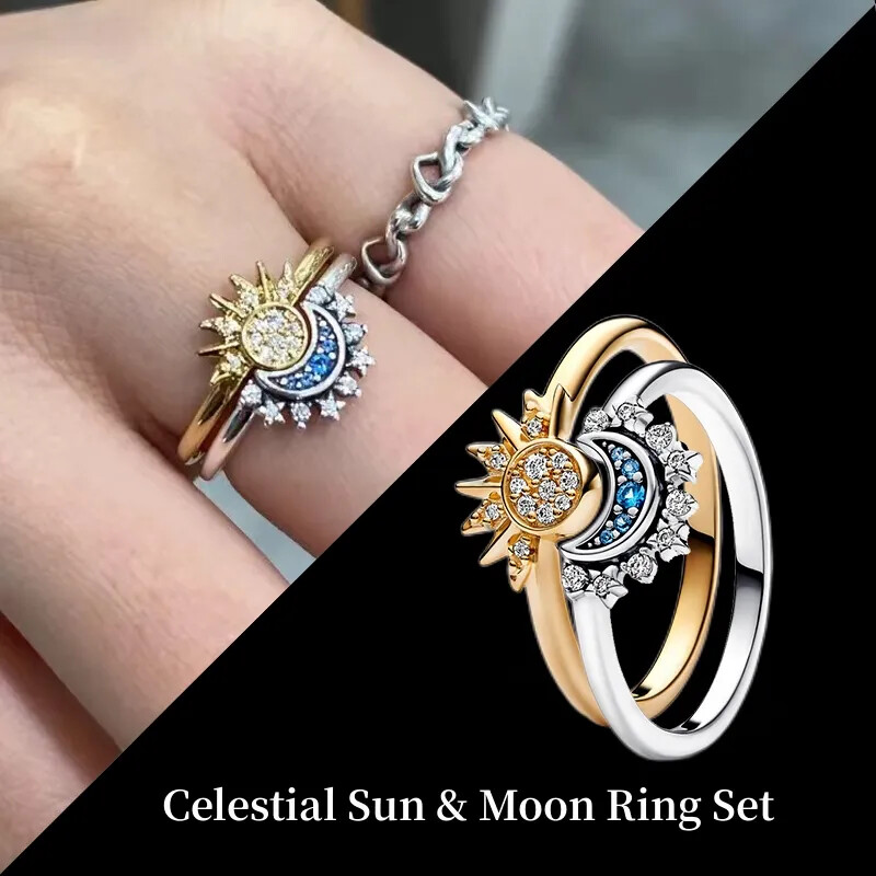 Celestial Sun And Moon Rings Set