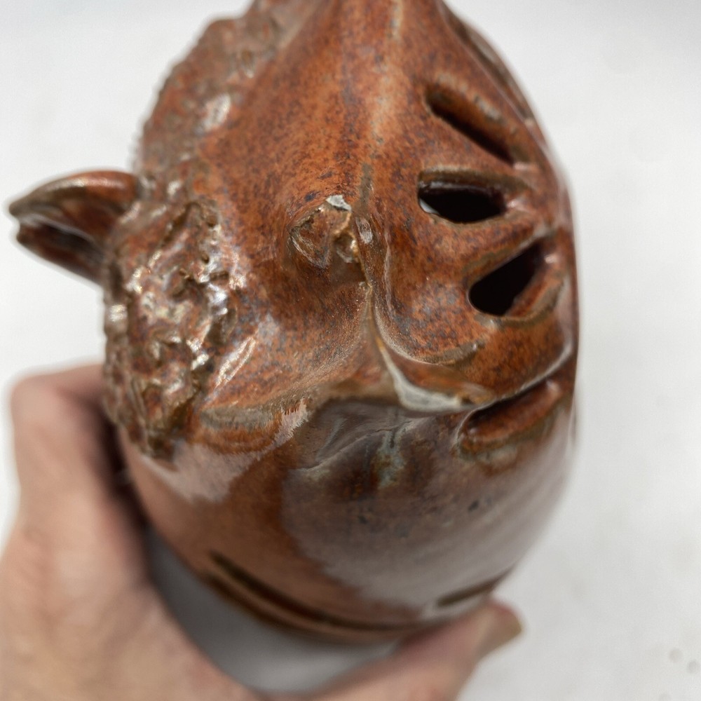 Art Pottery Owl Candle Holder