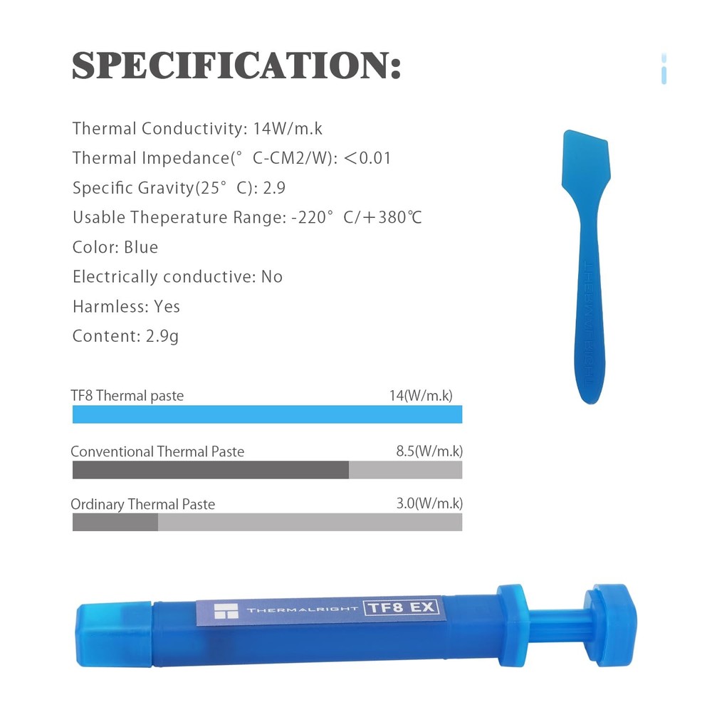 2.9g TF8 EX High Performance Thermal Paste 14W/m.k for Processor CPU GPU