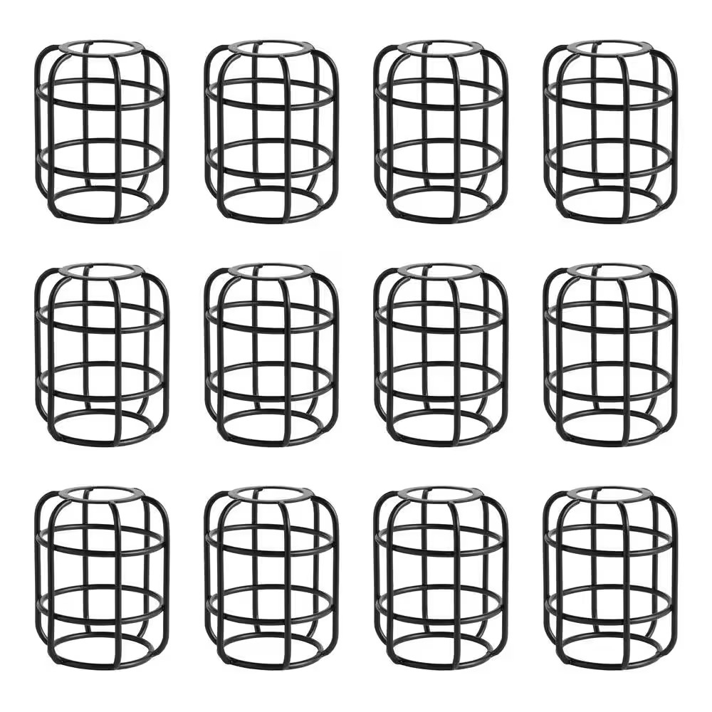 2.75 In. Black Cage Light Bulb Shade for Outdoor String Lights (12-Pack)