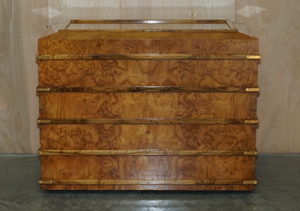 EXTRA LARGE BURR WALNUT SOLID CHEST TRUNK WITH HIDDEN BOTTOM STORAGE MUST SEE