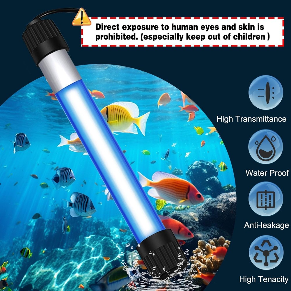 9W Timer UV Aquarium Clean Light Algae Removal LED Light Waterproof for Fish ...