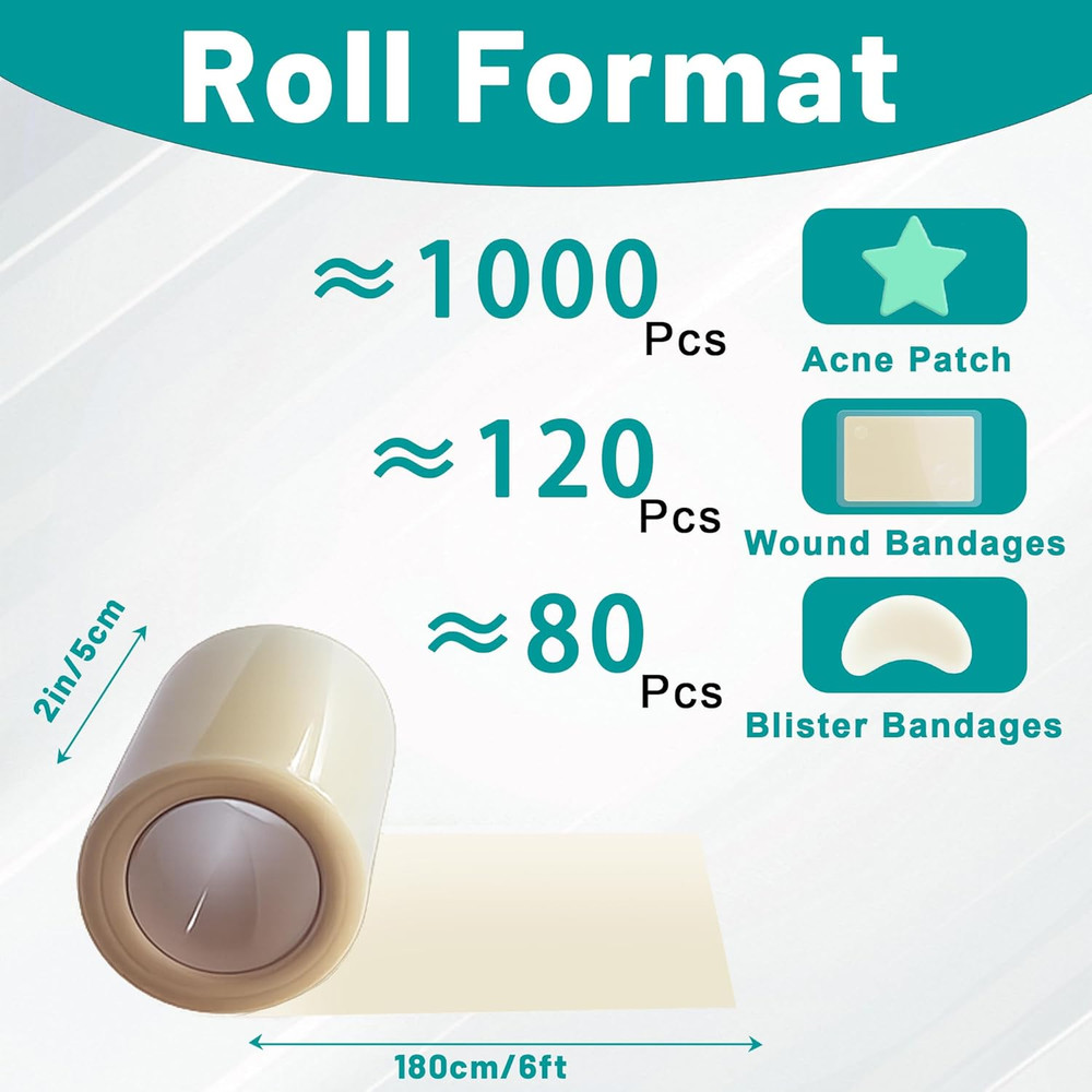 Hydrocolloid Roll, Extra Large Hydrocolloid Bandages, Pimple Patch Roll for Acne