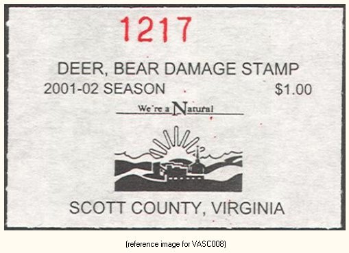 HALFPRICEHUNT Virginia - Scott 2001 $1.00 Bear Damage Stamp