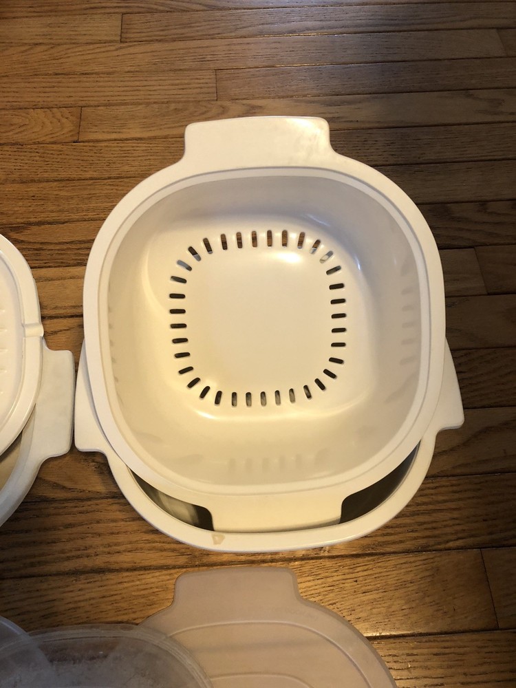 Vintage Rubbermaid Microwave Cookware 7 Pc Set Stackable Complete Beige