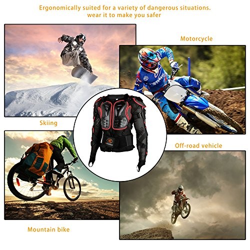Motorcycle Full Body Armor Protector Removable Racing Jacket Medium Red,