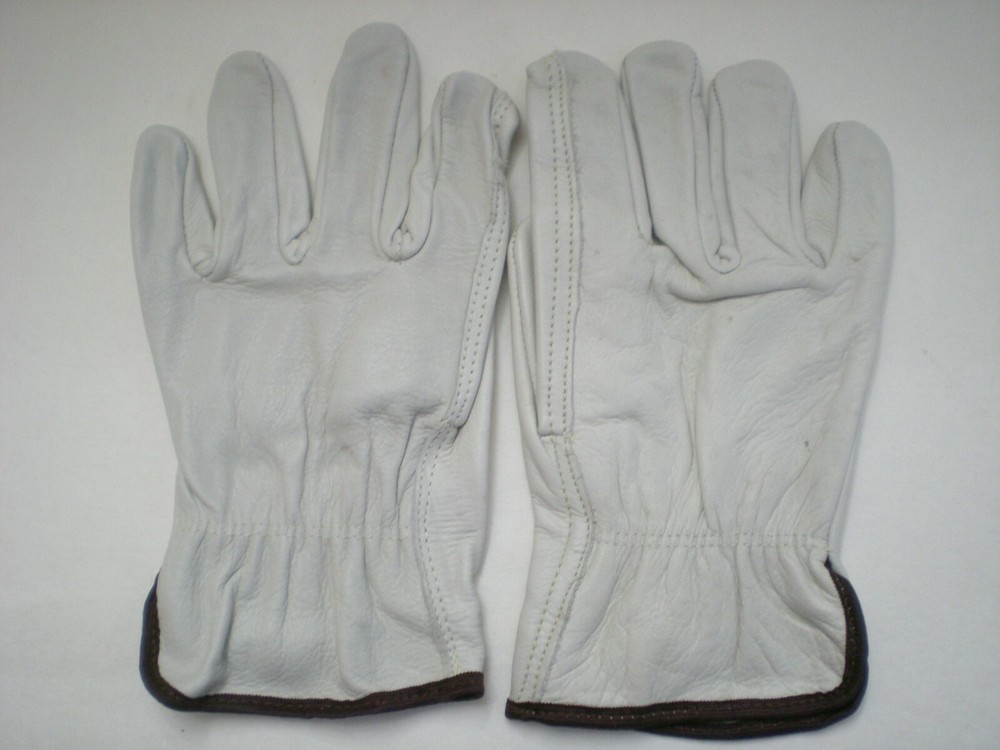 CONDOR 3ZL50 Leather Cowhide Gloves, White ,Size L  Choose Quantity