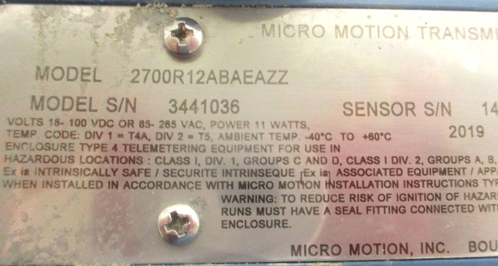 MICRO MOTION , 2700R12ABAEAZZ , MULTI-VARIABLE FLOW TRANSMITTER , USED