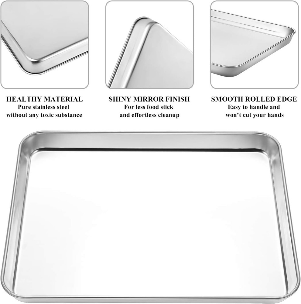 Baking Sheet with Cooling Rack Set [2 Sheets + 2 Racks], 12 inch, Silver