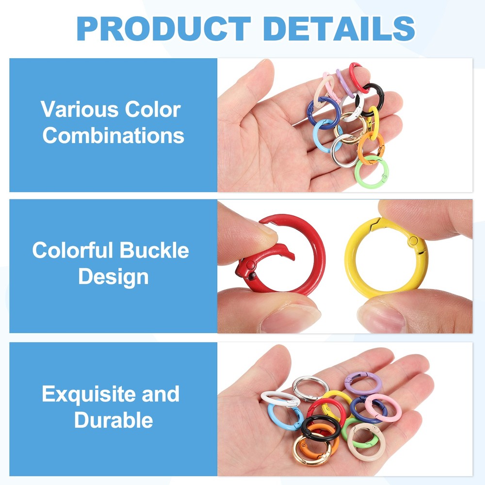 1Set Round Spring O Rings, Trigger Spring Snap Clip, Black and 7 Colors