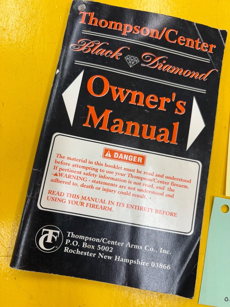 THOMPSON CENTER T/C BLACK DIAMOND Muzzleloader RIFLE Gun Owners MANUAL