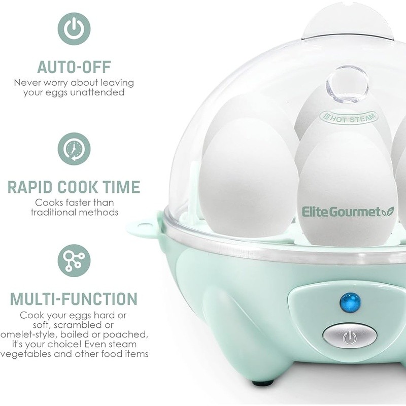 Egg Cooker Rapid Boiling 7 Egg Capacity Easy Peel Timer Multi Purpose Gadget New