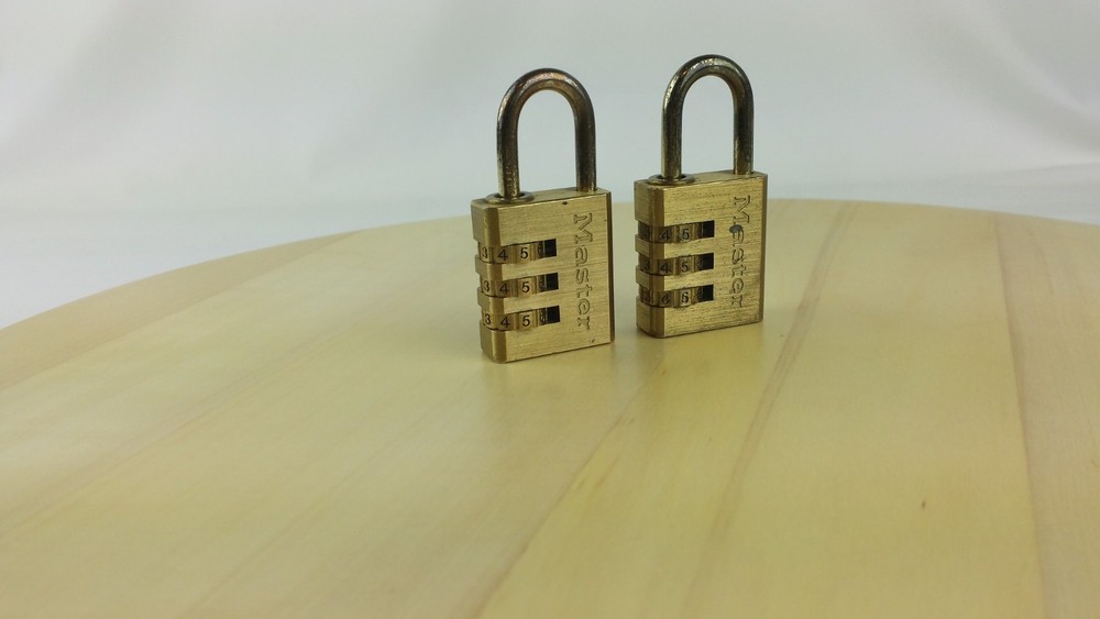 2x Master Padlock 3-Digit Combination Resettable Lock Bronze