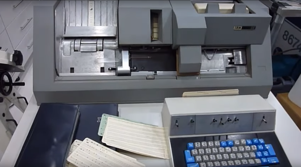 2x VINTAGE MAINFRAME COMPUTER Perforated PUNCH CARDS. IBM 80-column card format