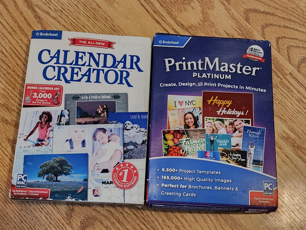 Broderbund 2019 Printmaster Platinum & Calendar Creator software lot