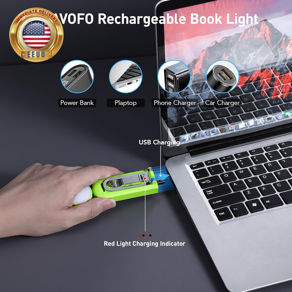 USB Rechargeable Book Light, Blue Light Blocking, Amber Light Clip on Bookmark S