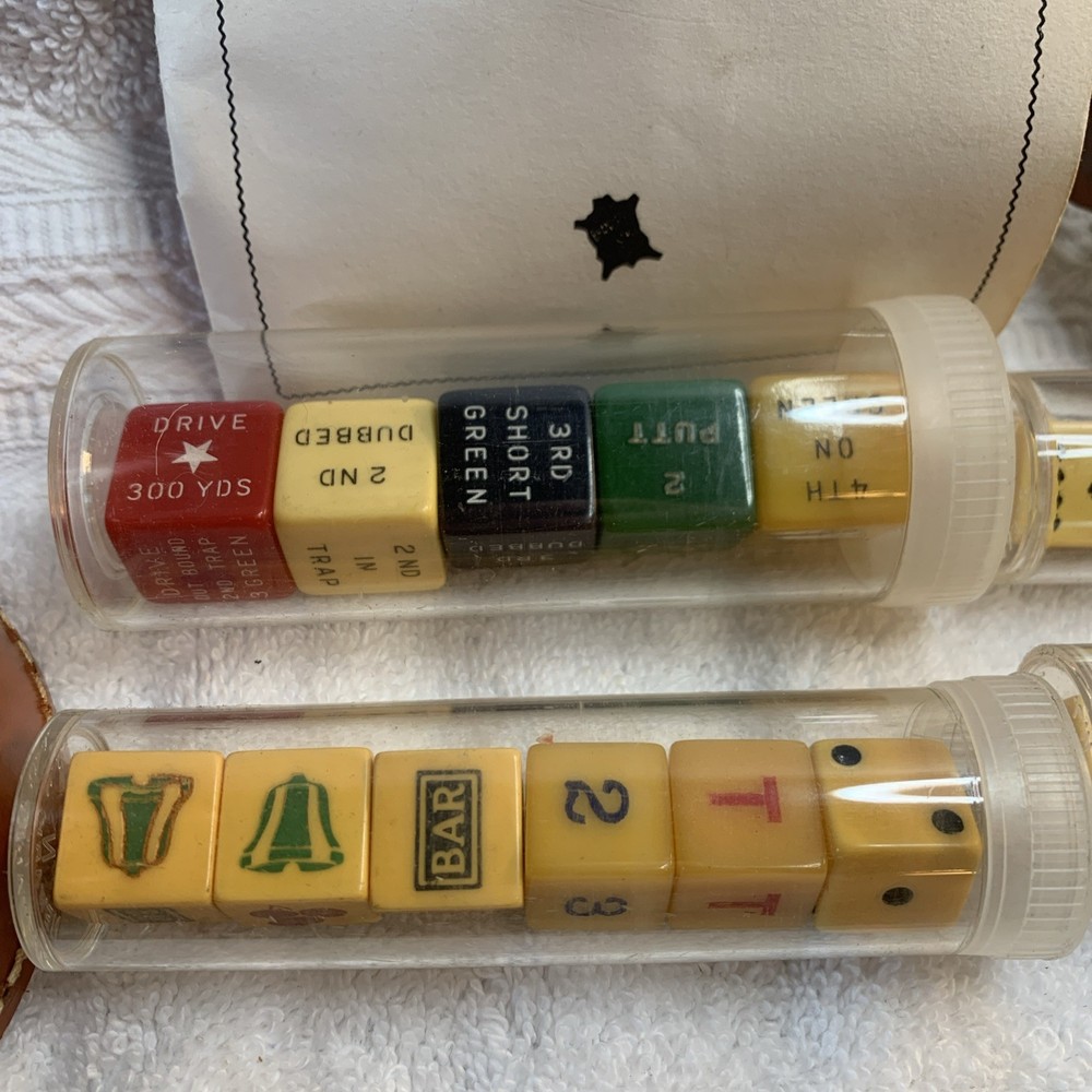Multiple Dice Game Sets - Leather Case - Made in England.