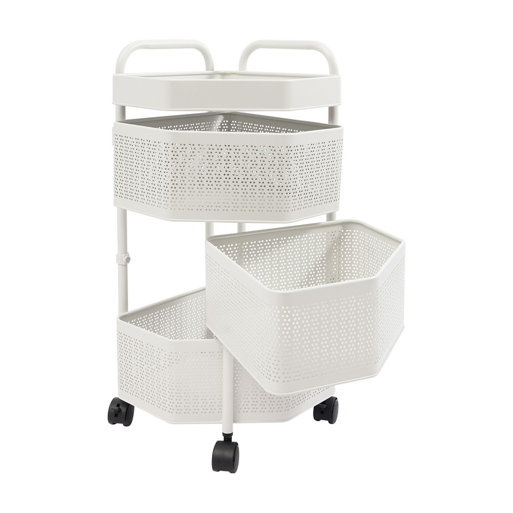 Rotating Storage Shelves Rack, 3-Tier Removable Basket Shelf Organizer