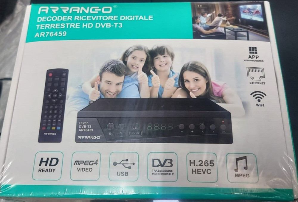 Digital Decoder HD DVB-T3 USB Ethernet H.265 Hevc 10 Bit Full HD HDMI